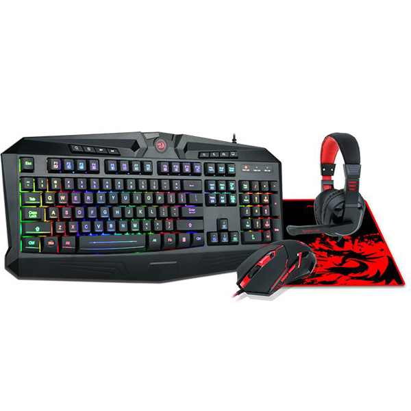 REDRAGON S101 WIRED RGB BACKLIT GAMING KEYBOARD AND MOUSE, GAMING MOUSE PAD, GAMING HEADSET COMBO ALL IN 1 PC GAMER BUNDLE FOR WINDOWS PC – (BLACK) | Gaming Mouse