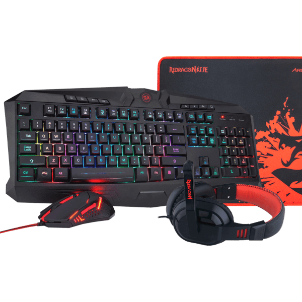 REDRAGON S101 WIRED RGB BACKLIT GAMING KEYBOARD AND MOUSE, GAMING MOUSE PAD, GAMING HEADSET COMBO ALL IN 1 PC GAMER BUNDLE FOR WINDOWS PC – (BLACK) | Gaming Mouse