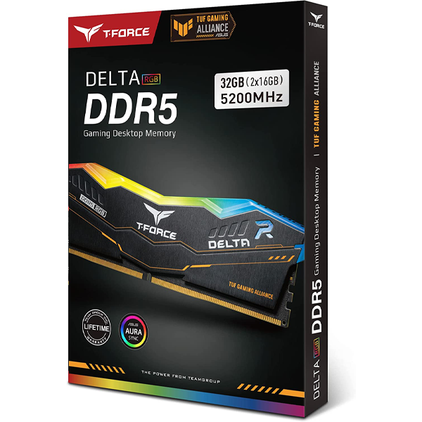 TEAMGROUP T-Force Delta RGB DDR5 Ram 32GB Kit (2x16GB) 5200MHz (PC5-41600) CL40 Desktop Memory Module Ram (White) for 600 Series Chipset | Gaming Component